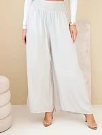 Dámské viskózové kalhoty s elastickým pasem béžové