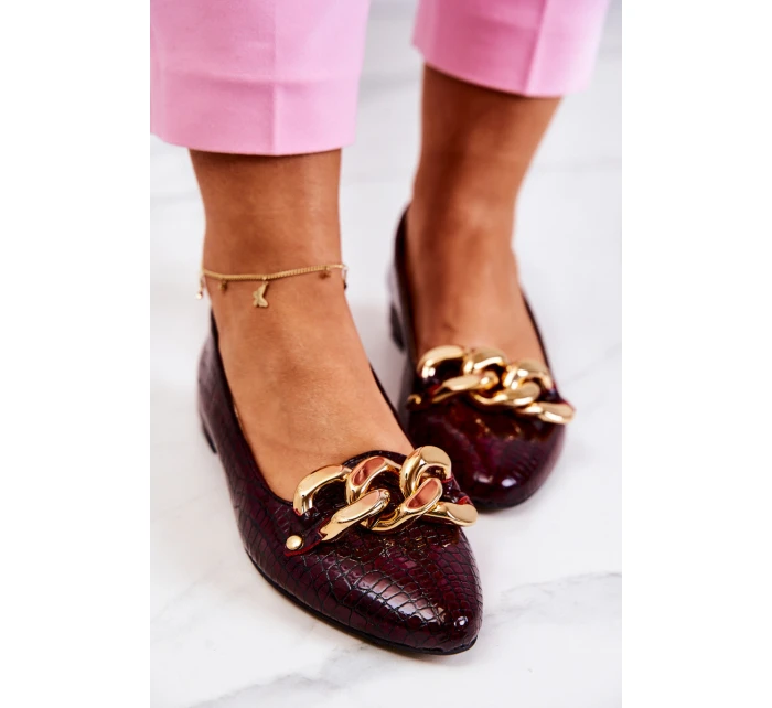 Kožené Lakovaný lodičky z hadí kůže kaštanové Elissabeth