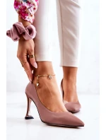 Módní kožené boty na jehlách růžové model 21581493 - S.Barski