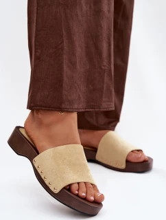 Dámské žabky se zlatými sponami Žluté model 21918754 - Boto