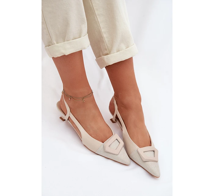 Dámské sandály na nízkém podpatku s ozdobným detailem Béžové Camira