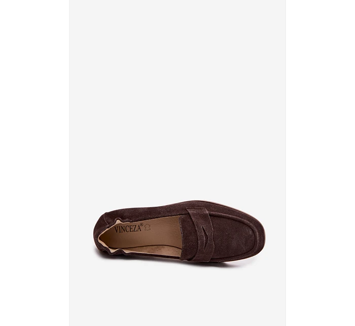 Mokasiny z Semiše Čokoládové model 22100814 - VINCEZA Mokasiny z Semiše Čokoládové model 22100814 - VINCEZA
