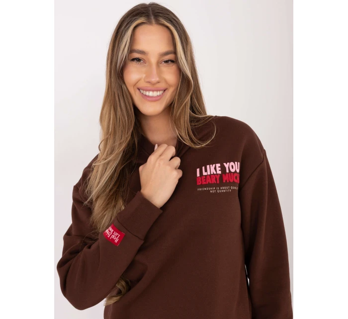 Mikina D10608BC02568J tmavě hnědá Mikina D10608BC02568J tmavě hnědá