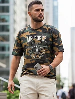 Klasické pánské tričko v kamuflážovém vzoru s potiskem, zelené, FashionStreet NX2001R