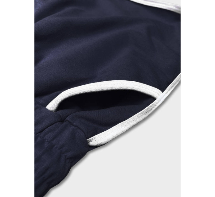 Tmavě modré dámské šortky s kontrastní lemovkou (8K208-25)