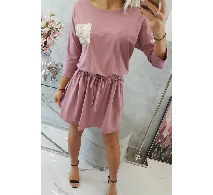 Šaty s flitrovou kapsou tmavě růžové Šaty s flitrovou kapsou tmavě růžové