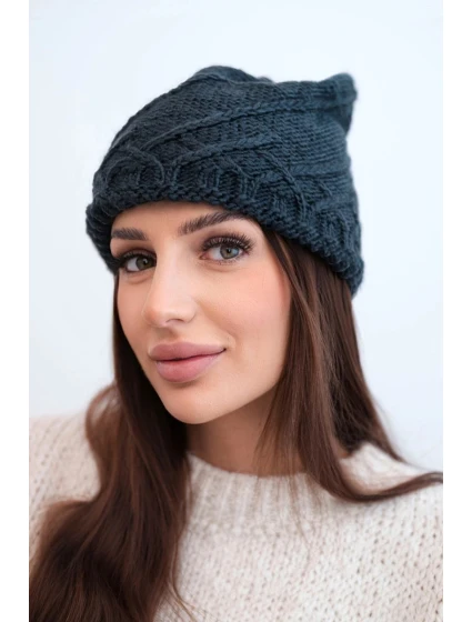 Dámská zimní vlněná čepice s ozdobnými krystalky K399 černá