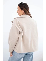 Dámská krátká dvouřadá bunda s límcem béžová