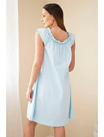 Dámské bavlněné šaty s model 22079479 výstřihem a volánkem modrá - K-Fashion