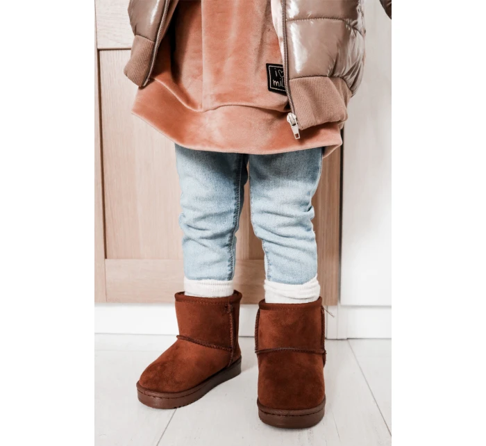 Dětské Teplé Sněhule Semišové Hnědé model 21564106 - Boto Dětské Teplé Sněhule Semišové Hnědé model 21564106 - Boto