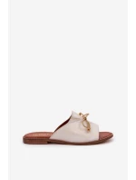 Kožené Ploché Elegantní Sandály S Mašlí Lewski Zlaté model 21684466 - Boto Kožené Ploché Elegantní Sandály S Mašlí Lewski Zlaté model 21684466 - Boto