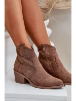 Kozačky Na Zip Eko Velurové  Hnědé model 21685117 - S.Barski