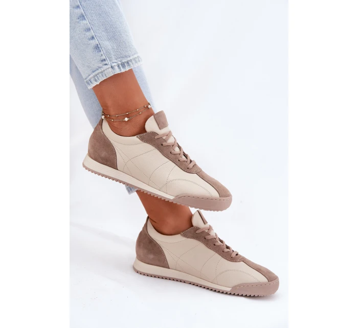 Dámské Kožené Sportovní Boty Béžové model 21694836 - Laura Messi