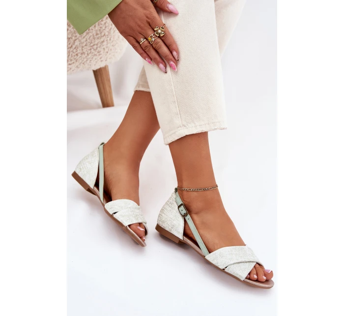 Kožené Ploché Sandály model 21699746 Mátové - Maciejka