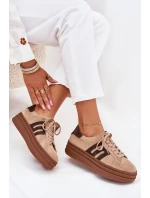 Dámské sneakersy na platformě z přírodní semiše béžové Eldira Dámské sneakersy na platformě z přírodní semiše béžové Eldira