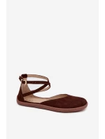 Dámské semišové baleríny s pásky čokoládové model 21706950 - Zazoo Dámské semišové baleríny s pásky čokoládové model 21706950 - Zazoo