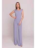 S407 Elegantní overal s asymetrickým výstřihem - holubičí šedá