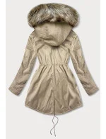 DAMSKA PARKA ZIMOWA NA MISIU Z KAPTUREM BEŻOWA model 21242012 - Libland