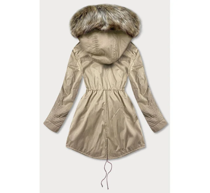 DAMSKA PARKA ZIMOWA NA MISIU Z KAPTUREM BEŻOWA model 21242012 - Libland