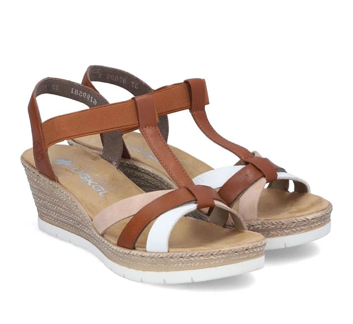 Sandały damskie na brązowe model 22087200 - Rieker Sandały damskie na brązowe model 22087200 - Rieker