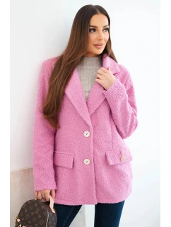 Dámská bunda z měkkého model 21908667 s límcem tmavě růžová - K-Fashion