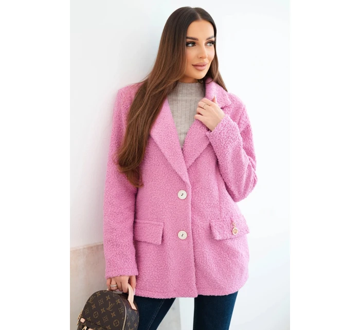 Dámská bunda z měkkého model 21908667 s límcem tmavě růžová - K-Fashion