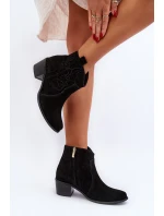 Zazoo 3426 Dámské Semišové Botky Kowbojky Černé