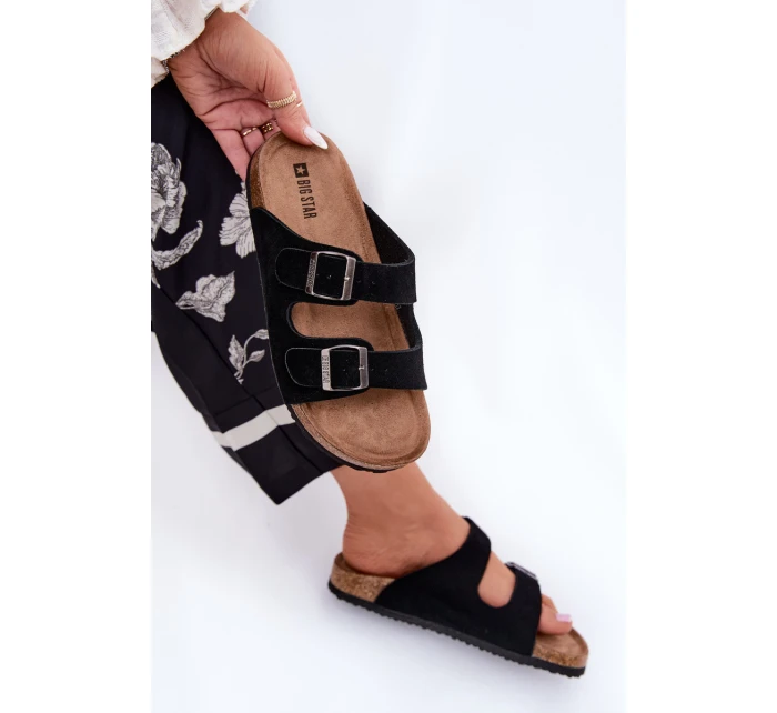 Semišové Dámské Sandały S Přezkami Big Star RR274A390 Černé Semišové Dámské Sandały S Přezkami Big Star RR274A390 Černé