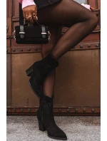 Dámské kovbojky na podpatku Eko semiš Černé model 21714706 - Boto Dámské kovbojky na podpatku Eko semiš Černé model 21714706 - Boto