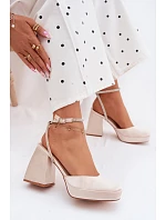 Dámské sandály na podpatku typu sloupek s páskem se šperky Zlaté Seraphina Dámské sandály na podpatku typu sloupek s páskem se šperky Zlaté Seraphina