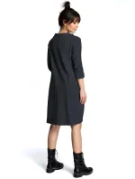 B070 Oversized šaty s páskem na zavazování - fialové