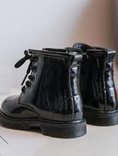 Dětské lakované kotníkové boty na zip, Black Tibbie