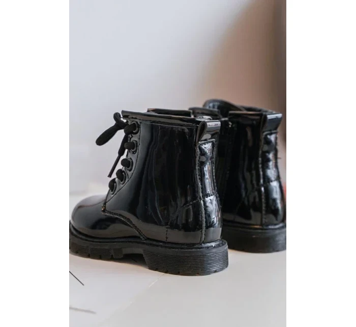 Dětské lakované kotníkové boty na zip, Black Tibbie