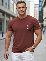 Pánské bavlněné tričko s potiskem AS Pik v barvě bordó, FashionStreet NX5130R