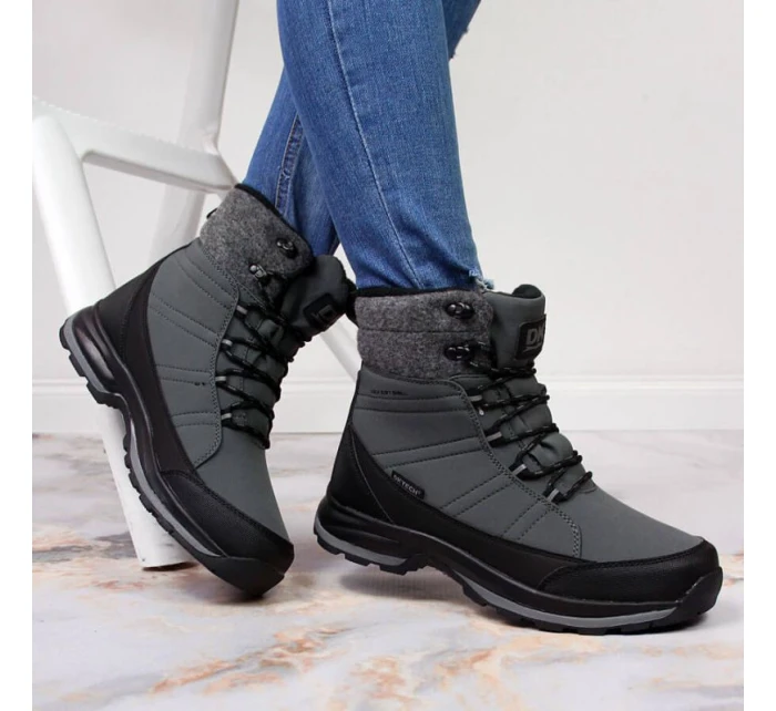 Zimní sněhové boty nepromokavé šedé DK Zimní sněhové boty nepromokavé šedé DK