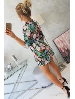 Květinové šaty s vázáním v pase černé Květinové šaty s vázáním v pase černé