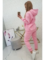 Zateplený set s mikinou s kapucí světle růžový
