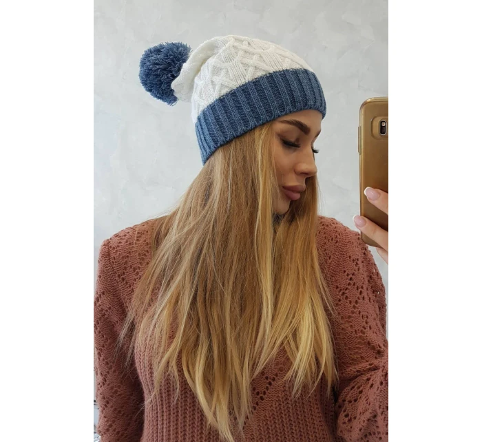 Fleecová čepice Bibiana K264 denim+white Fleecová čepice Bibiana K264 denim+white