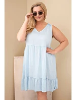 Dámské šaty plus size z viskózy s krajkou bez rukávů modré Dámské šaty plus size z viskózy s krajkou bez rukávů modré
