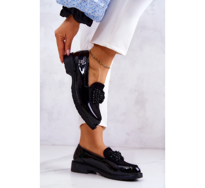 Elegantní Lakované Mokasíny Loafery Černé S.Barski HY51-318 Belize