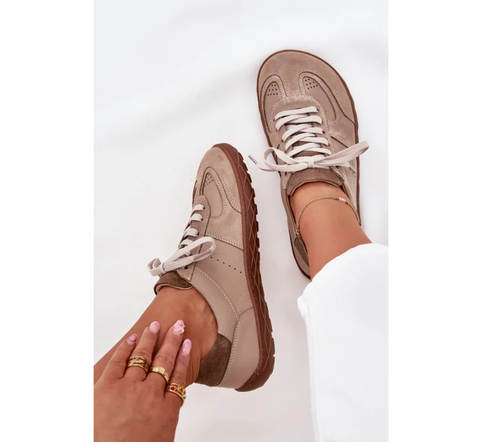 Dámské Kožené Tenisky Barefoot Zazoo N1277S2 Béžové