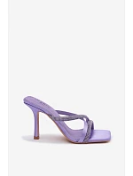Dámské lodičky na podpatku s pásky a kamínky fialové model 22103236 - Boto Dámské lodičky na podpatku s pásky a kamínky fialové model 22103236 - Boto