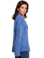 BK038 Plisovaný pletený svetr - antracitový