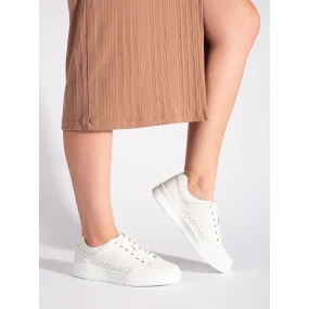 Módní  tenisky bílé dámské platforma
