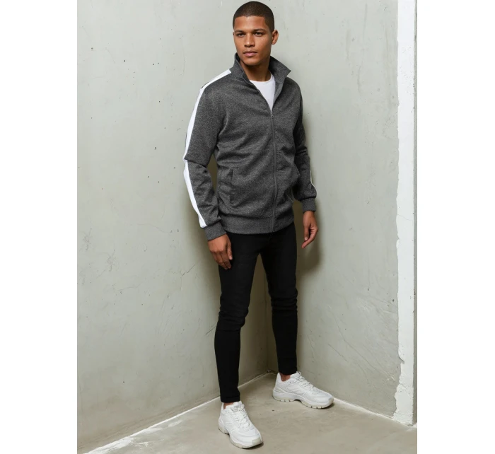 Pánská tmavě šedá mikina na zip FashionStreet BX5563