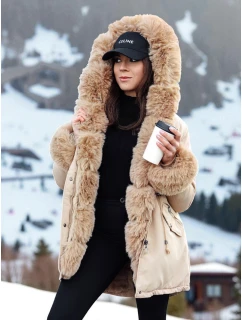 Dámská zimní bunda parka s kožešinou béžová Dstreet model 21982607 - FashionStreet