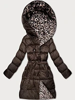 Oboustranná zimní bunda plus size chocolate/panther (M6-6008-103)