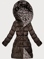 Oboustranná zimní bunda plus size chocolate/panther (M6-6008-103)