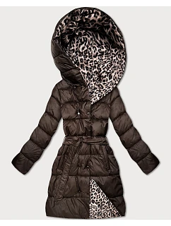 Oboustranná zimní bunda plus size chocolate/panther (M6-6008-103)