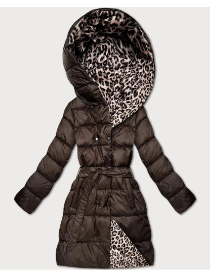 Oboustranná zimní plus size bunda v panteřím vzorem barvě model 21753530 - MINORITY